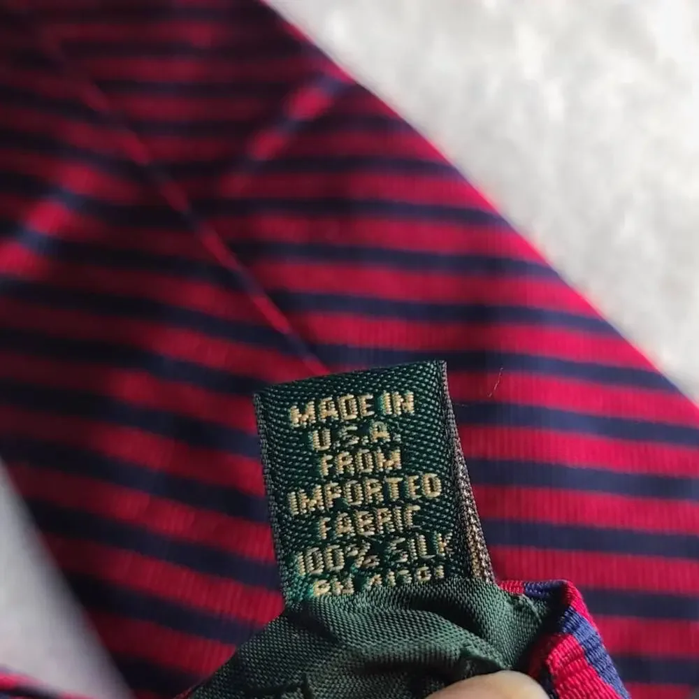 LRL Ralph Lauren red blue diagonal stripe silk tie - 56.5